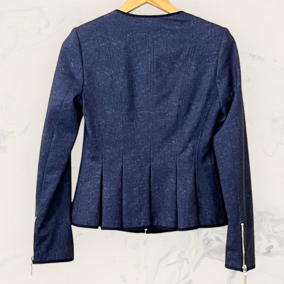 Tommy Hilfiger Women's Blazer Full Zipper Size 0 Navy Rayon Blend Jacket - Picture 2 of 10